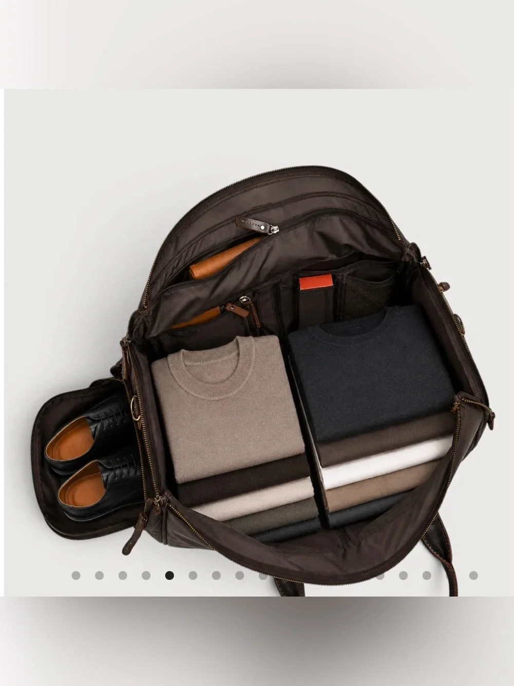 Garbelle Leather Carry-On Garment Duffel Bag Trolley Model Brown Travel Bag